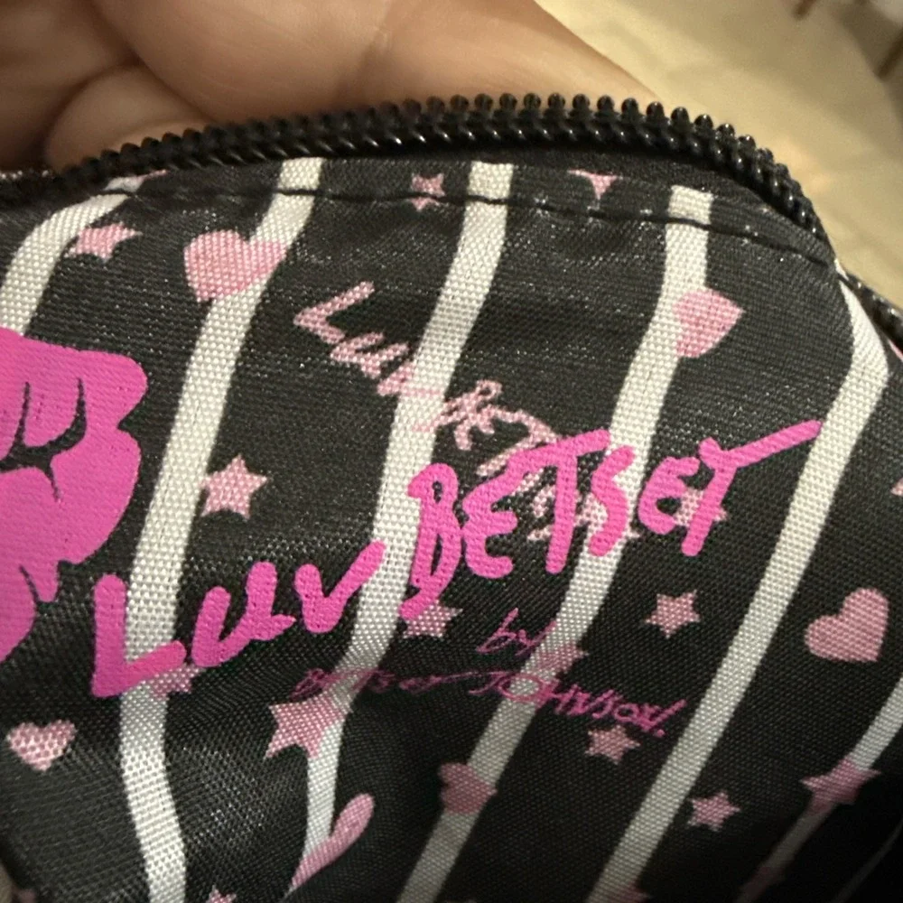 BETSEY JOHNSON Mini Kitty Barrel Bag NWT Handled Silver,Blk Fluffy Heart